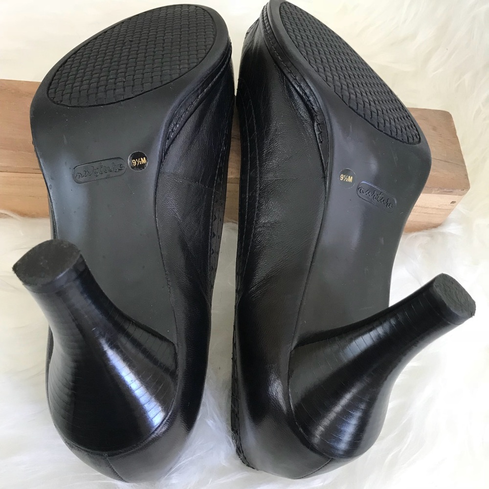 NURTURE Black “Sally” Leather Peep Toe Heel Sz 9.5 - Picture 5 of 6